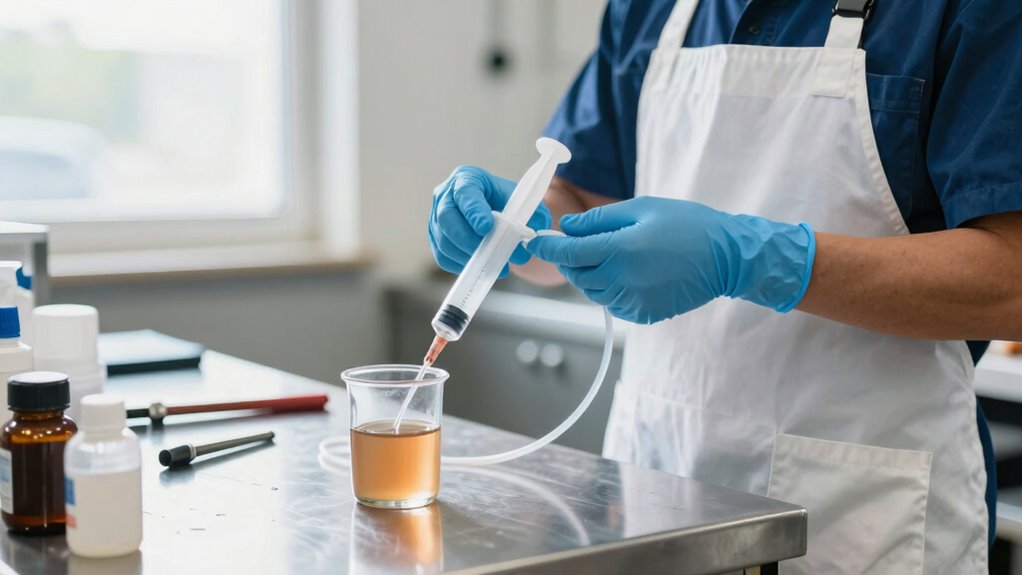 organized clean brake fluid workspace